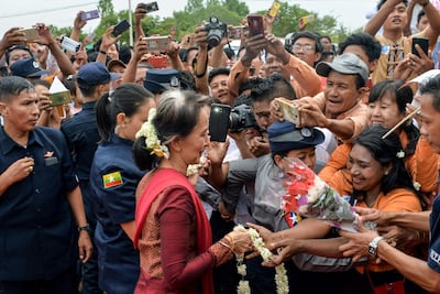 Aung San Suu Kyi was once the poster girl for democracy. Thet Aung / AFP