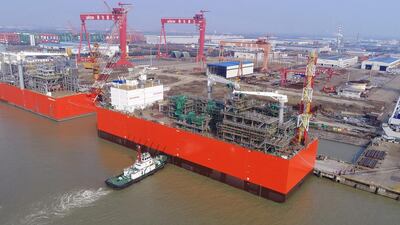 The world’s first barge-based floating storage and regasification Unit, built by Wison Offshore and Marine has been undocked. Courtesy Wison