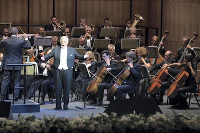 Placido Domingo performs during the Opening Night of Dubai Opera on August 31, 2016. Cedric Ribeiro / Getty Images