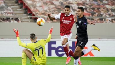 Arsenal's Pierre-Emerick Aubameyang sent his team into the next knockout round. Reuters