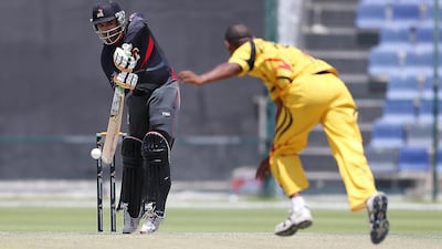Former UAE cricketer Shaiman Anwar during the T20 match against Papua New Guinea in Abu Dhabi in 2017. He became the first T20 centurion from UAE. Pawan Singh / The National