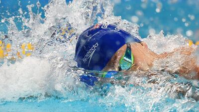 James Guy of Britain competes in the men's 400m freestyle final at the World Aquatics Championships in Kazan on Sunday. Matthias Hangst / Getty Images