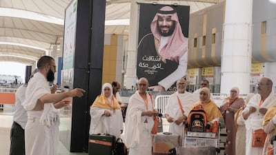 Egyptian pilgrims arrive at King Abdulaziz International Airport in Jeddah on Tuesday. AP