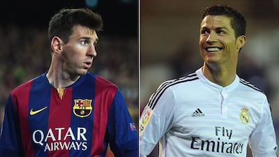 Lionel Messi of Barcelona and Cristiano Ronaldo or Real Madrid are the top two scorers in La Liga this season. (Photos: Michael Regan / Getty Images and Rafa Rivas / AFP)