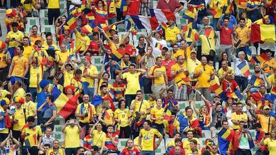 Romanian fans cheer for their team before the Uefa Euro 2016 group A preliminary round match between France and Romania at Stade de France in Saint-Denis, France, 10 June 2016. Tibor Illyes / EPA