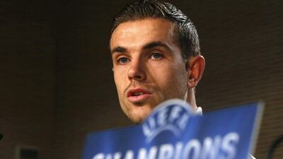 Liverpool midfielder Jordan Henderson speaks during a press conference at the Santiago Bernabeu on Monday ahead of Tuesday's Champions League match against Real Madrid. Javier Lizon / EPA / November 3, 2014