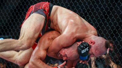 Jiri Prochazka submits Glover Teixeira during their bout at UFC 275. Getty