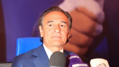 Cesare Prandelli speaks to the media during his first press conference as Al Nasr manager. Mohamed Mubarak / Al Nasr