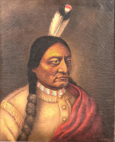 Sitting Bull, by Caroline Weldon, 1890, oil on canvas. Photograph collection Daniel Guggisberg