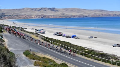 The peloton in action during stage six of the 2019 Tour Down Under cycling race in South Australia. EPA
