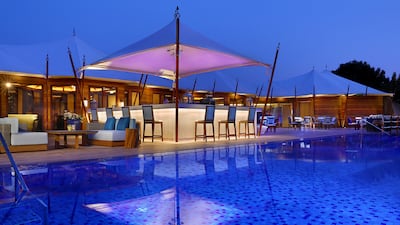 The infinity pool at Shore House restaurant overlooks the beach