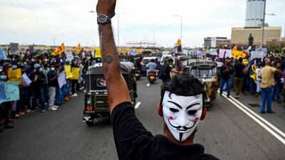 Anti-government protesters in Colombo, Sri Lanka, where food and fuel shortages and power cuts have led to weeks of demonstrations. AFP
