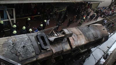 The burnt wreckage of the runaway train. AFP