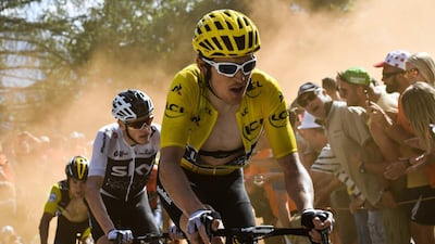 Geraint Thomas leads Team Sky teammate Chris Froome during Stage 12 of the Tour de France. Jeff Pachoud / AFP