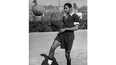 Steve Mokone, the South African winger who signed for Coventry in 1955, is pictured in training in 1956.