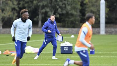 Chelsea boss Frank Lampard oversees the training session. Getty