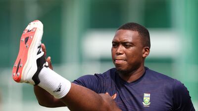 South Africa's Lungi Ngidi takes part in a practice session at Lord's. AFP