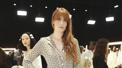Florence Welch poses backstage at the Gucci show during Milan Fashion Week on February 19, 2020. Getty Images