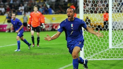 Italy's Alessandro Del Piero celebrates scoring his team's second goal in extra time that clinched a 2-0 victory over Germany in the 2006 semi-finals. It was Del Piero's only goal of the World Cup, but the Juventus player, a vital part of Italian football for more than a decade, rose to the occasion when it mattered. Alex Livesey / Getty Images