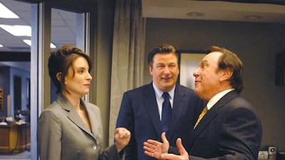 Rip Torn alongside Tina Fey and Alec Baldwin in '30 Rock', 2009. Rex