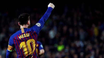 Lionel Messi jubilant after scoring. Alberto Estevez / EPA