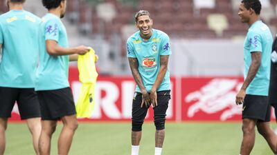 Brazil's forward Rafinha attends a training session at the National Stadium in Tokyo. AFP