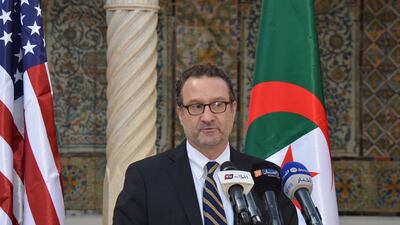 David Schenker, Assistant Secretary of State for Near Eastern Affairs, speaking during a press briefing in Algiers. AFP