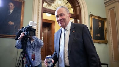 Senate Minority Leader Senator Chuck Schumer walks past the Senate chamber during the impeachment trial of President Donald Trump at the Capitol, Thursday, January 23, 2020, in Washington DC. AP Photo/Steve Helber