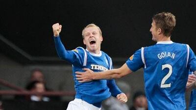 Rangers’ Steven Naismith, left, has stated an interest in reprsenting the British Olympic Team in the summer. Naismith, 25, will be vying for one of only three places allocated to players over age 22.