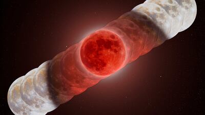 US-based astrophotographer Andrew McCarthy captured the blood moon total lunar eclipse. This composite image shows the celestial event during all of its phases on November 8. Photo: Andrew McCarthy