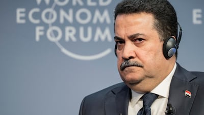 Iraq's Prime Minister Mohammed Shia Al Sudani at the World Economic Forum in Davos, Switzerland. AP Photo