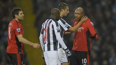 El-Hadji Diouf, right, has an altercation with West Bromwich Albion players last month