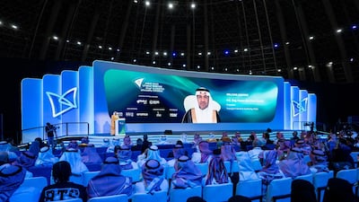 HE Eng Fawaz bin Zunaf Al Sahli, President of the Transport General Authority, addresses the Saudi Maritime & Logistics Congress in Jeddah. Supplied Imahe