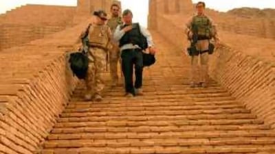 Archeologists from the British Museum visit the historic site of Ur, Iraq, the visit was part of an assessment of various archeological sites for damage and looting.