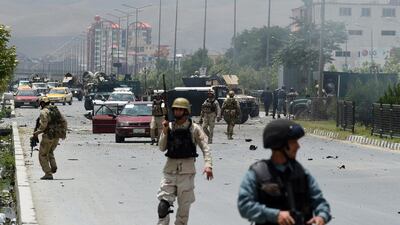 The Taliban attackers eventually took refuge in a nearby building under construction. Shah Marai / AFP Photo