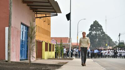 Prince Harry visits The Diana Tree in Huambo, Angola, which marks the spot where the Princess of Wales was photographed in 1997. Getty Images