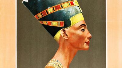 Thomas Cook promoted travel along the Nile River, accompanied by an image of a bust of Queen Nefertiti, in 1930. Getty Images