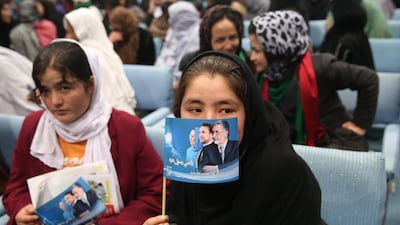Afghan women attend a presidential election campaign event for candidate Zalmai Rasool, in Kabul, Afghanistan on Monday, February 3, 2014. Campaigning has officially opened in Afghanistan's presidential election with eleven candidates vying to succeed President Hamid Karzai in the April 5 voting. Massoud Hossaini/AP Photo