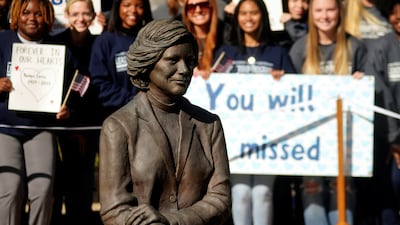 A wreath-laying ceremony honours the former first lady at the Rosalynn Carter Health and Human Services complex at Georgia Southwestern State University in Americus, Georgia. Reuters
