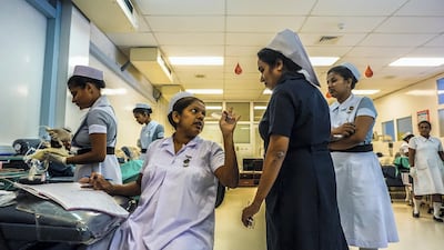 Nurses at the National Blood Bank in Colombo, Sri Lanka, April 22, 2019. Jack Moore / The National.