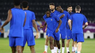 France's Axel Disasi during training. Reuters
