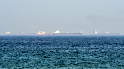 Oil tankers sailing through the Gulf of Oman, where those who were onboard the Prestige Falcon remain missing. AFP