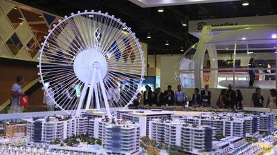 Above, a scaled version of the Bluewaters Island project of Meraas. Sarah Dea / The National