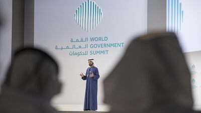 Sheikh Mohammed bin Rashid, Vice-President and Ruler of Dubai, speaks at the World Government Summit. Mohamed Al Hammadi / Crown Prince Court - Abu Dhabi