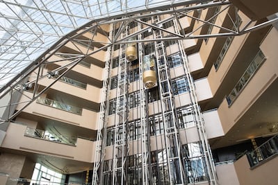 The hotel’s four glass lifts travel at four metres per second. Photo: Jumeirah Emirates Towers