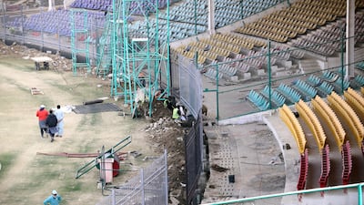 The National Stadium is witnessing major construction activities round the clock. EPA