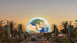 An artist rendering of Sphere Abu Dhabi and its LED-studded screens on Yas Island. Photo: DCT Abu Dhabi