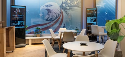 Inside USA House in Davos, Switzerland. USA250Davos.com