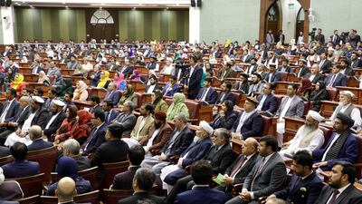 Members of Afghanistan's parliament attend the inauguration of the house in Kabul on April 26, 2019. Reuters