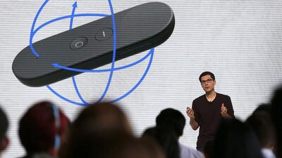 Clay Bavor, the vice president of products at Google, introduces the Daydream View VR controller in San Francisco. John G Mabanglo / EPA